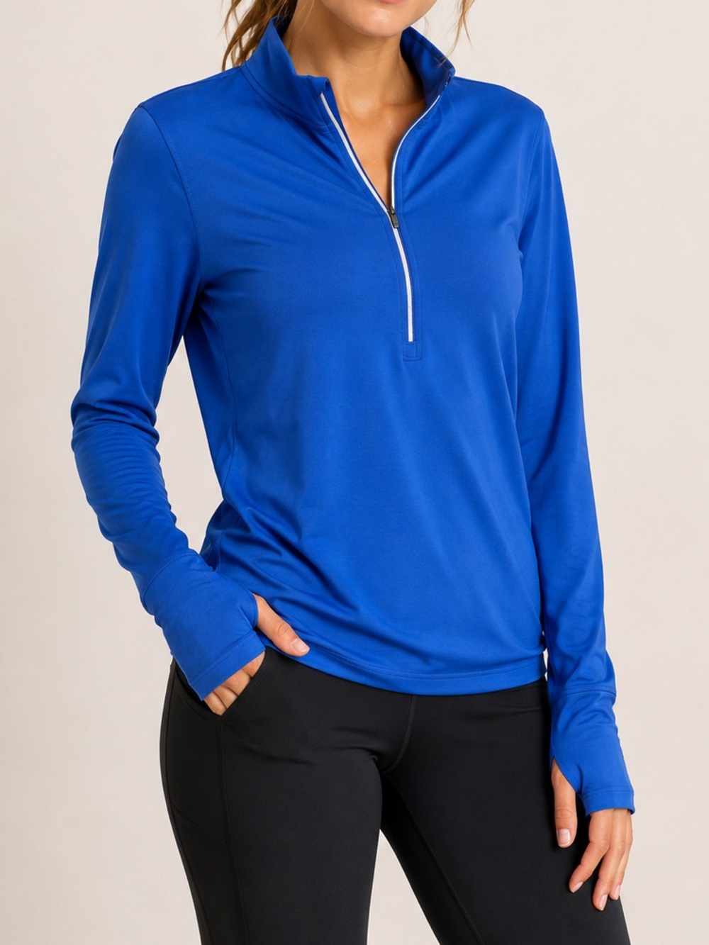 UnderArmour Women's Electric Blue Fitted Quarter-Zip Active Top [Size Large]